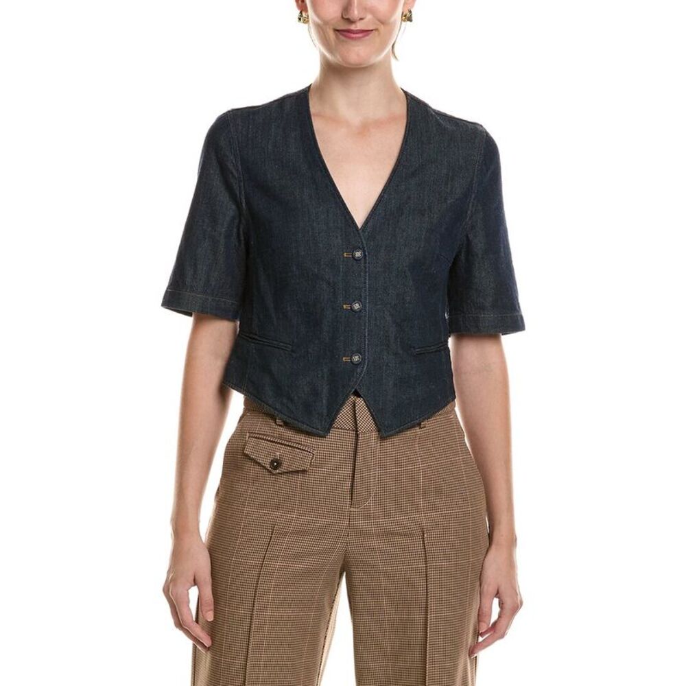 Officine Générale Womens Lubena Denim Top, Blue